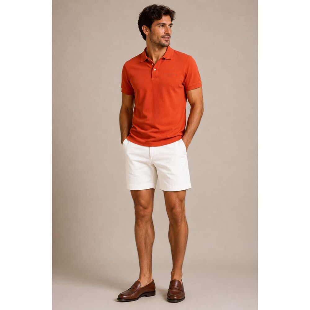Dolce & Gabbana Mens Sz 2XL Basic Orange Polo Shirt with Gold Accents y2k GUC